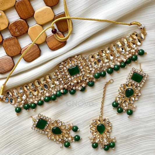 Kundan Mirror Choker Set – Bridal & Party Wear