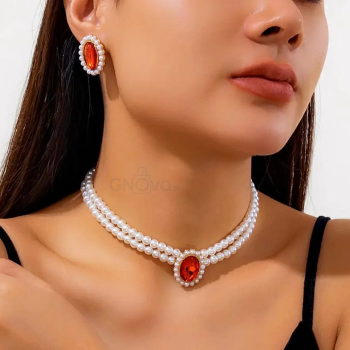 Emerald Pearl Choker Set – Elegant 3-Piece Jewelry Set