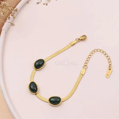 Elegant Stone Chain Necklace & Bracelet Set