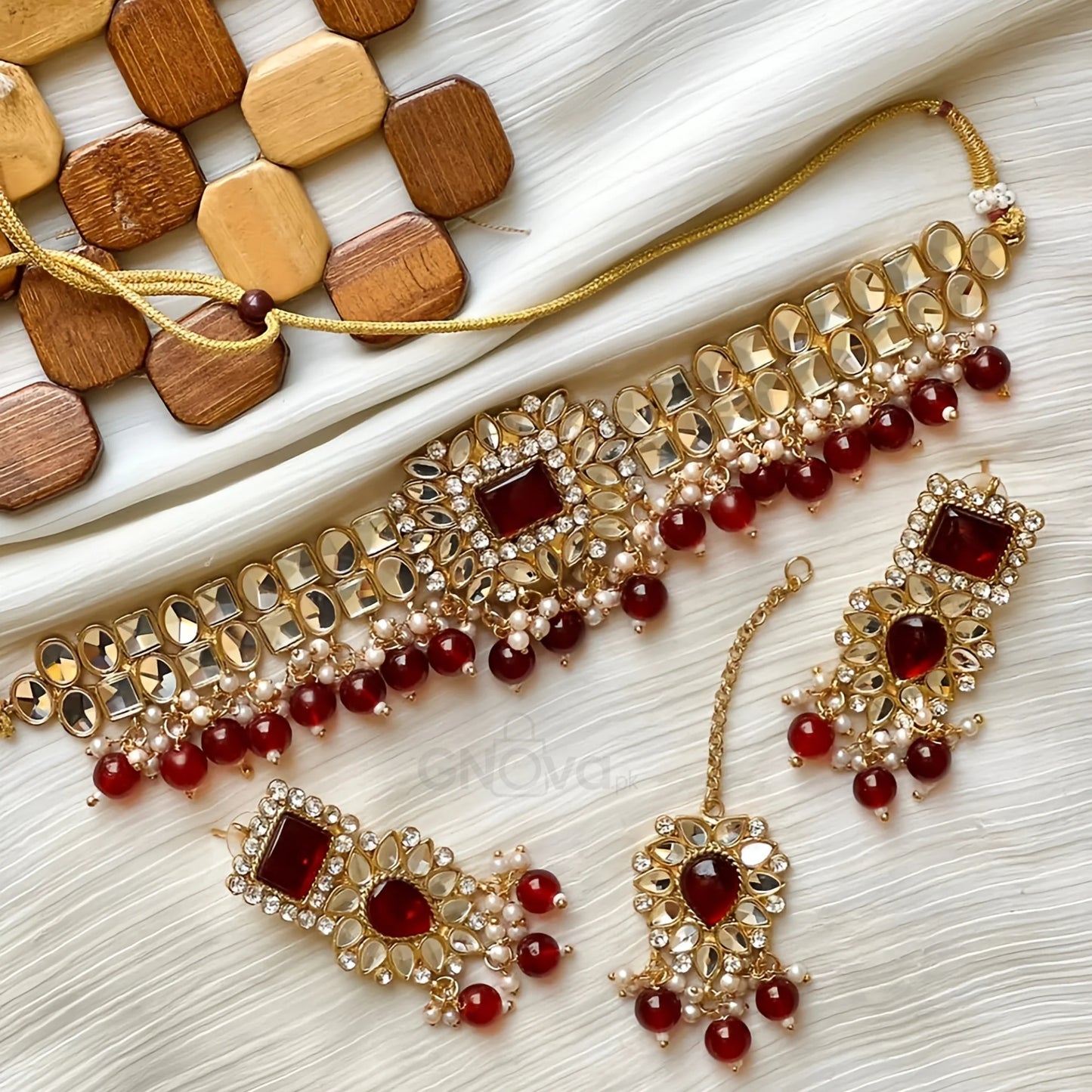 Kundan Mirror Choker Set – Bridal & Party Wear
