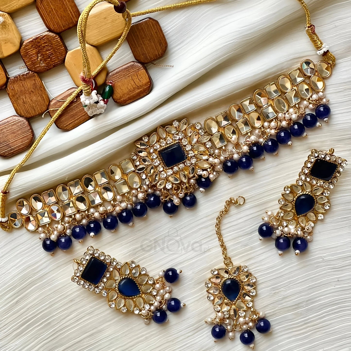 Kundan Mirror Choker Set – Bridal & Party Wear