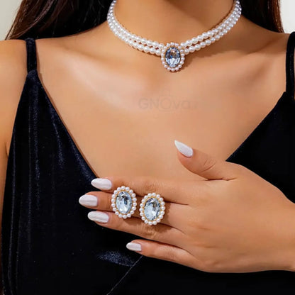 Emerald Pearl Choker Set – Elegant 3-Piece Jewelry Set