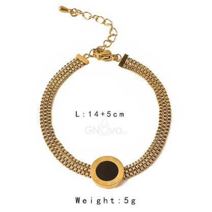 Elegant Round Charm Bracelet – Stainless Steel Adjustable Chain