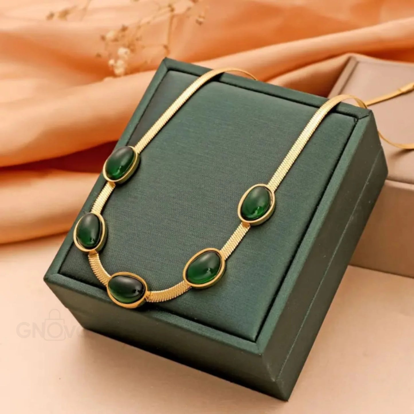 Elegant Stone Chain Necklace & Bracelet Set