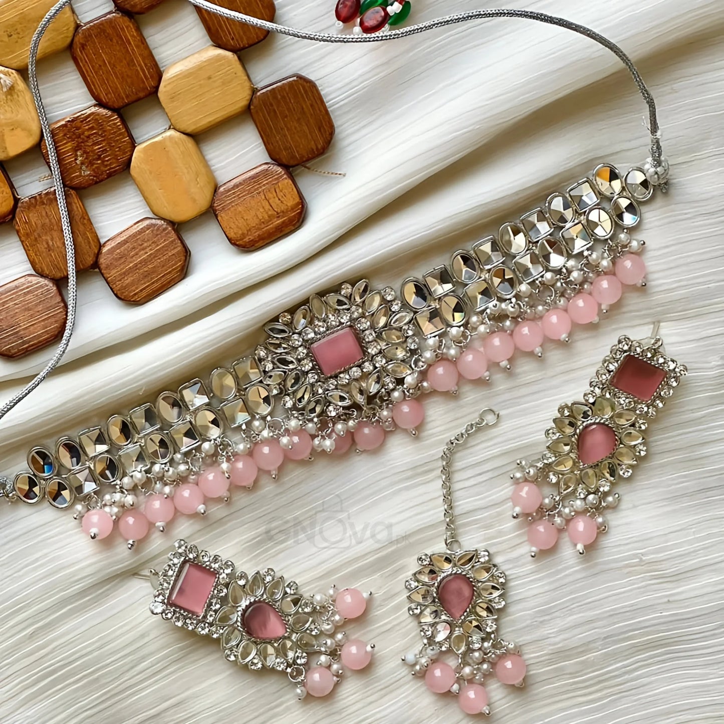 Kundan Mirror Choker Set – Bridal & Party Wear
