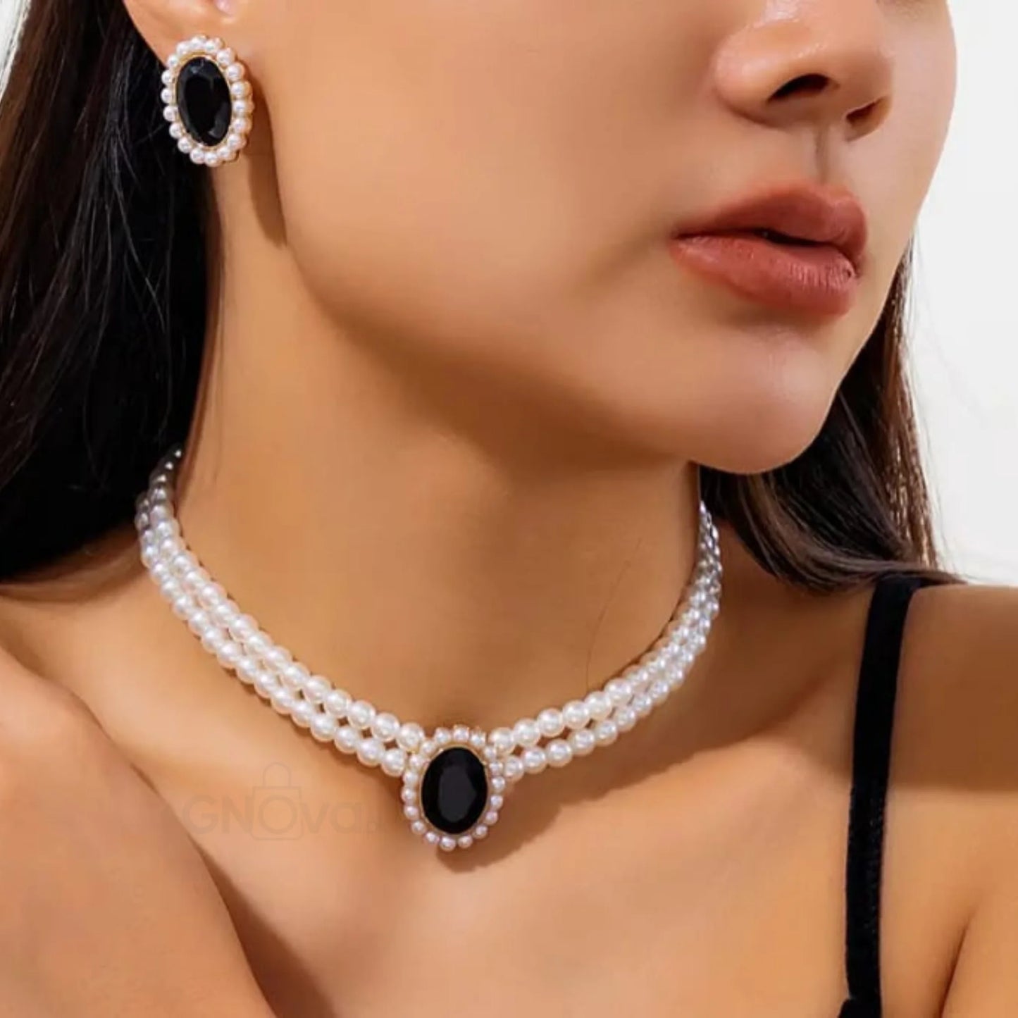 Emerald Pearl Choker Set – Elegant 3-Piece Jewelry Set