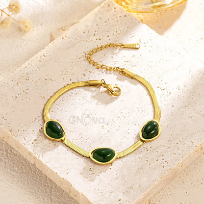 Elegant Stone Chain Necklace & Bracelet Set