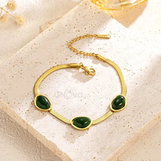 Elegant Stone Chain Necklace & Bracelet Set