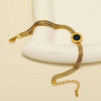 Elegant Round Charm Bracelet – Stainless Steel Adjustable Chain