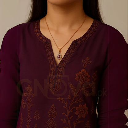 Ruby Royal Drop Pendant – Elegant Red Zircon Locket with Chain