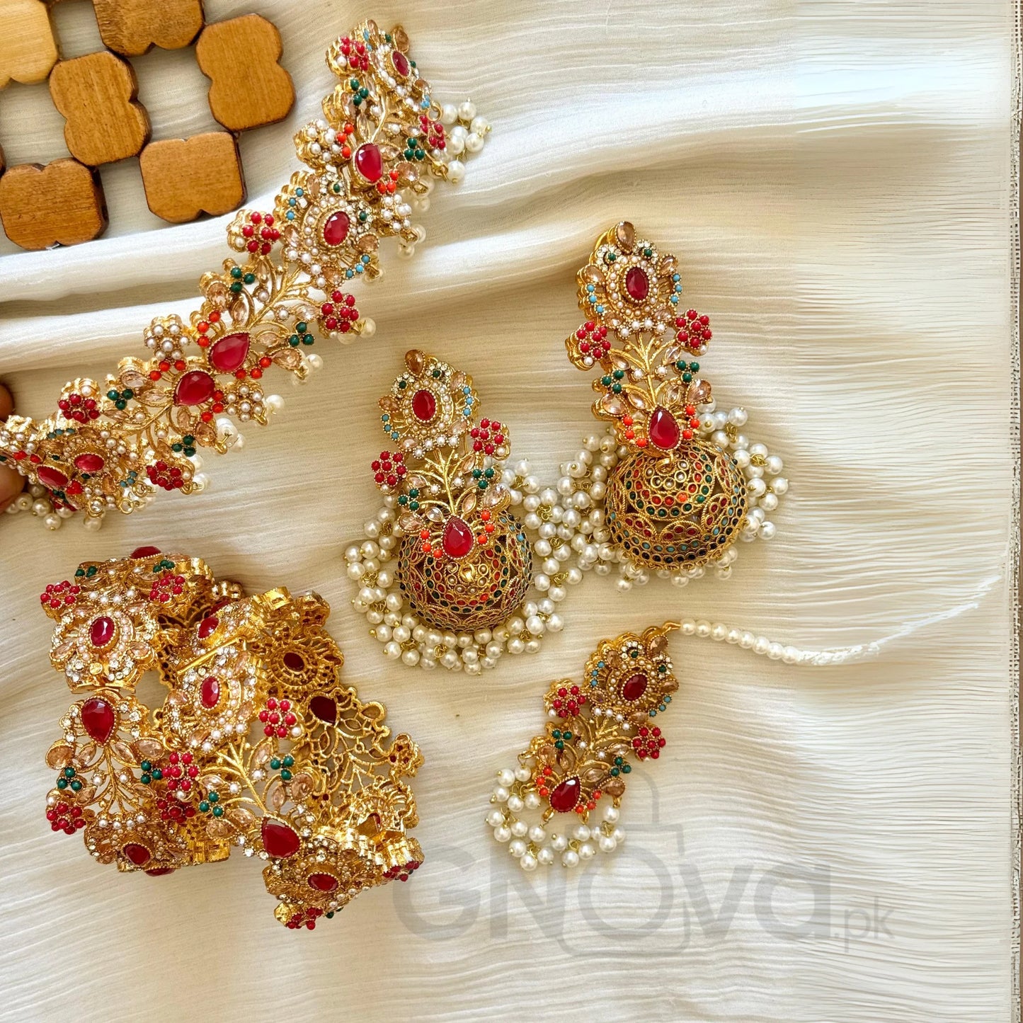 Traditional Bridal Jewelry Set with Jhumkay, Openable Bangles & Choker