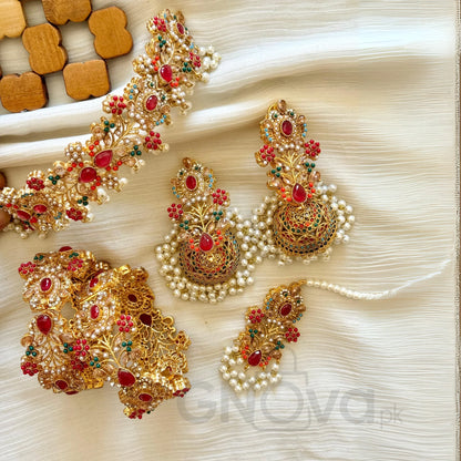 Traditional Bridal Jewelry Set with Jhumkay, Openable Bangles & Choker