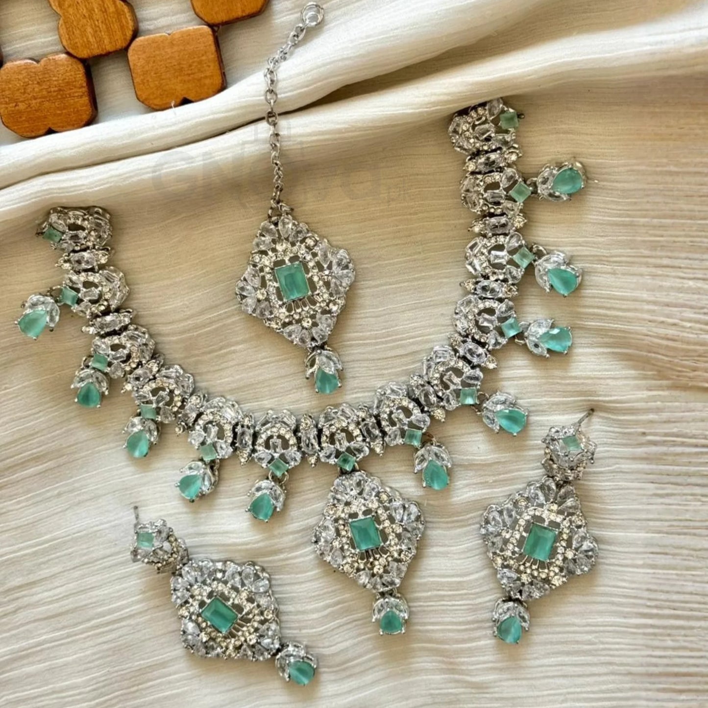 Luxury Crystal Choker Set with Earrings & Maang Tikka